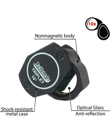 BelOMO 10x Triplet Jeweler's Loupe 21mm - Bright & Color-Correct View - Foldable for Gems, Jewelry, Coins & Trichomes - Buy Online on SooperMarket.com