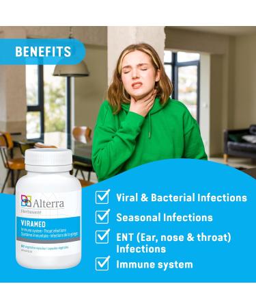 Alterra Viramed Cold & Flu for Sore Throat | Helps in Immune support & Mouth Infections | Propolis Astragalus Magnesium Stearate | Immune Booster for Adults | 60 Vegetable Capsules - Buy Online on SooperMarket.com