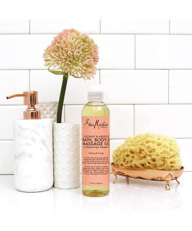 SheaMoisture Bath Body & Massage Oil - 8 fl oz | Gluten-Free Vitamin E, Coconut & Hibiscus - Buy Online on SooperMarket.com