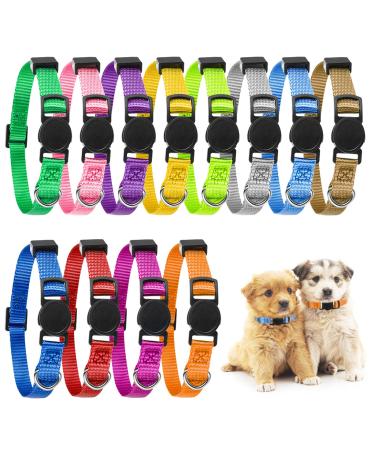 Heyu-Lotus 12 Pack Puppy Collars Adjustable Puppy Whelping Collars Soft Nylon Puppy ID Litter Collars with Quick Release Buckle for Small Dogs and Cats 19-32cm