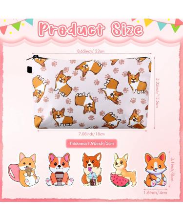 Corgi Makeup Set with Bag, Scrunchies, Stickers, Hair Bands - 59 Pcs | Cute Corgi Print Travel Cosmetic Accessories for Girls - Buy Online on SooperMarket.com