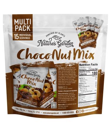 Nature's Garden Choco Nut Mix - Chocolate Covered Raisins, Almonds, Cashews - 1.2 Oz Bags (15 Servings) | Cholesterol & Sodium Free - Buy Online on SooperMarket.com