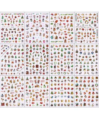 JMEOWIO 12 Sheets Christmas Nail Art Stickers Decals Self-Adhesive Snowflake Xmas Winter Holiday Deer Nail Supplies Nail Art Design Decoration Accessories - Buy Online on SooperMarket.com