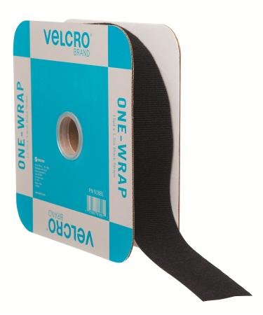 VELCRO Brand ONE-WRAP Double Sided Roll | 45 Ft x 1-1/2 In | Cut to Length Straps Heavy Duty | Bundling Ties Fasten to Themselves for Secure Hold  Black (91881) Black Hook and Loop Straps