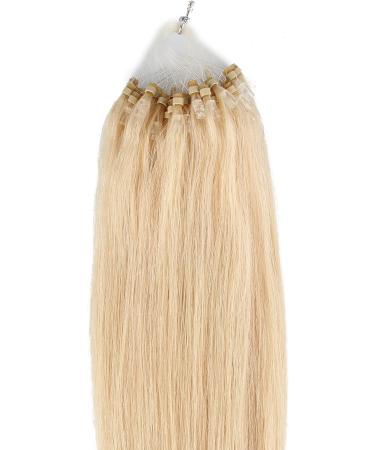Loop Micro Ring Remy Human Hair Extension Straight Color Bleach Blonde #613 18 inch 50 Strands 0.5g/strand - Buy Online on SooperMarket.com