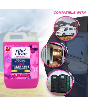 Elite Clean Caravan and Motorhome Toilet Cleaner | 2.5L Blue | Chemical Cleaning Fluid | 2.5L Pink Rinse Fluid Solution Cleaner | Motorhomes | Eco-Friendly | Formaldehyde Free - Buy Online on SooperMarket.com