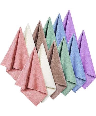 12 Pieces Face Wash Cloth Makeup Remover Cloths Microfiber Facial Washcloths Soft Fast Drying Facial Cleansing Cloth for Face, 12 x 12 Inch (Beige, Blue, Purple, Brown, Green, Pink)