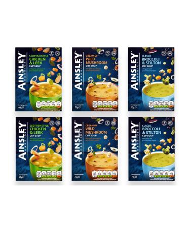 Instant Cup Soup Bundle with Chicken & Leek x2 Mushrooms x2 and Broccoli & Stilton x2 (Pack of 6 - Total of 18 Sachets)