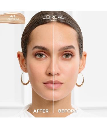 L'Oreal Paris True Match Tinted Serum Foundation 1% Hyaluronic Acid Hydrating Formula Replumps Skin in 1 Hour for a Natural Glowing Finish 30 ml Shade 4-5 Medium - Buy Online on SooperMarket.com