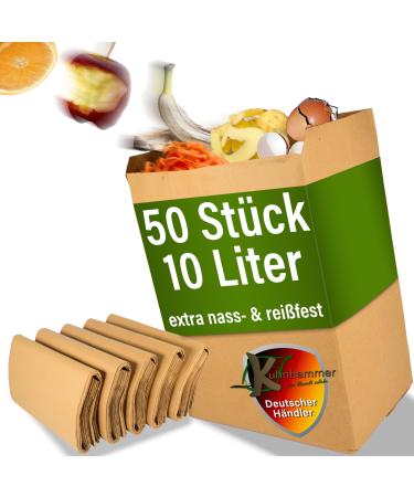 Kuhnhammer organic waste bag 10 liters 50Stk organic garbage bag plastic -free garbage bags for organic waste wet & tearproof organic waste bag paper organic waste bags