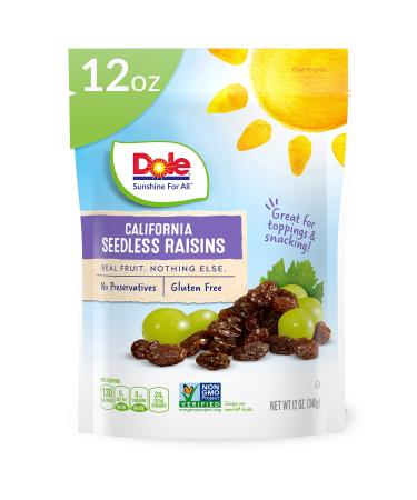 Dole California Seedless Raisins, Dried Fruit, Healthy Snack, 12 Oz