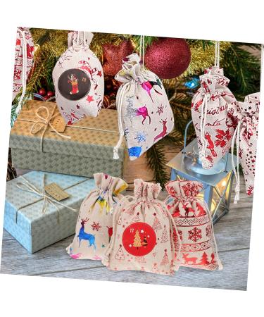 COOLHIYA 1 Set Candy Bag DIY Advent Calendar Bags Christmas Advent Calendar Bags Holiday Pouch Linen Beige - Buy Online on SooperMarket.com