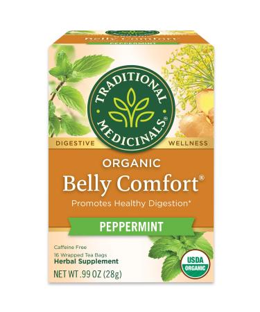 Traditional Medicinals Digestive Teas Organic Belly Comfort Peppermint Naturally Caffeine Free 16 Wrapped Tea Bags .99 oz (28 g)