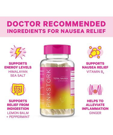 Pink Stork Total Nausea Relief Supplement with Vitamin B12 and Ginger - 60 Capsules | Pregnancy Morning Sickness and Motion Sickness Relief | Women-Owned - Buy Online on SooperMarket.com