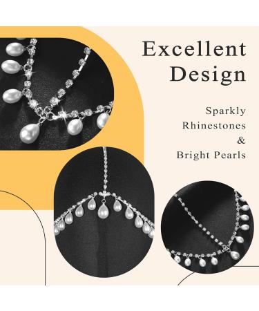 YAEISM Silver Head Chain Pearls Pendant Headpiece Sparkly Rhinestone Boho Headpiece Shiny Tassel Hair Chain Bridal Party Costume Hair Accessories for Women and Girls - Buy Online on SooperMarket.com