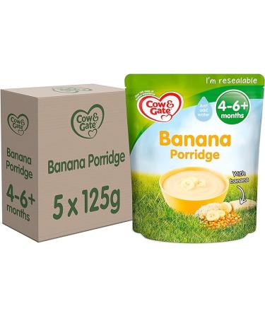 Cow & Gate Banana Porridge Baby Food Cereal 4-6+ Months 125g (Pack of 5)
