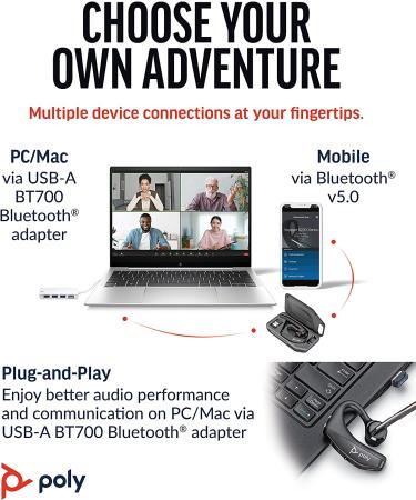 Plantronics Poly Voyager 5200 UC Wireless Headset & Charging Case - Bluetooth Headset with Noise-Canceling Mic - Amazon Exclusive - Buy Online on SooperMarket.com