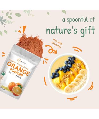 Organic Orange Powder - 8oz Freeze Dried Fruit Powder Rich in Antioxidants and Vitamin C - Immune System Booster for Smoothies, Coffee, and Baking - No GMOs - 1 Pack - Buy Online on SooperMarket.com
