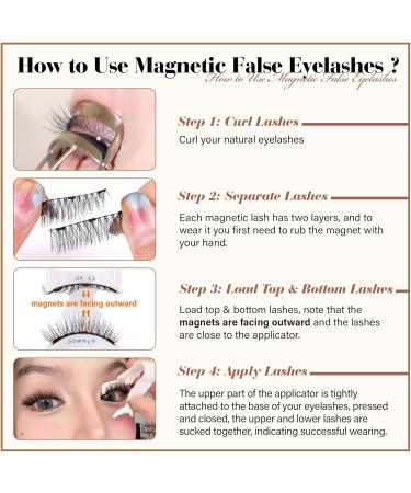 Magnetic Eyelashes Natural Look Reusable Magnetic Lashes with Applicator 3D Magnetic False Eyelashes without Eyeliner Wispy Fluffy Magnetic Lashes No Glue or Liner Needed (1 Pair Natural) - Buy Online on SooperMarket.com