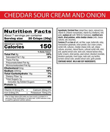 Cheez-It Snap'd Cheese Cracker Chips 7.5oz Pouch - Cheddar Sour Cream & Onion (6 Bags) - Buy Online on SooperMarket.com