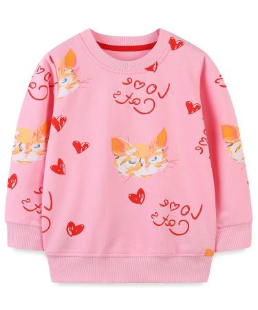 Girls Sweatshirt for Kids Cotton Top Casual Jumper Girl T Shirt Toddler Clothes Long Sleeve Pullover Age 1-12 Years 3-4 Years Cats