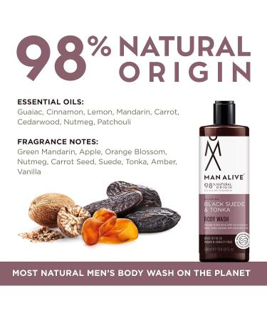 MAN ALIVE Black Suede & Tonka Shower Gel for Men 500ml - Vegan, SLS Free Formula - Ideal Men's Grooming Gift - Masculine Scent - Body & Face Wash - Buy Online on SooperMarket.com