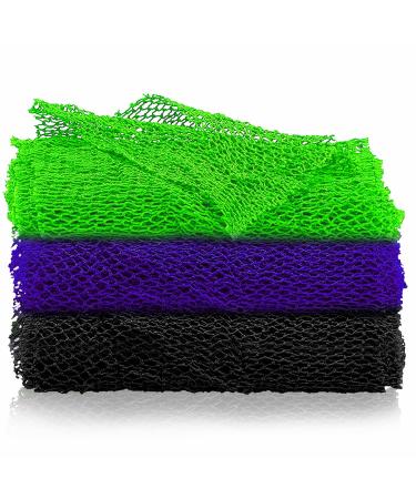 3 Pieces African Net Soft African Bathing Sponge African Body Exfoliating Shower Net  Back Scrubber Washer Skin Smoother  African Long Net Bath Sponge for Daily Use Body Scrub Exfoliation Cloth 002