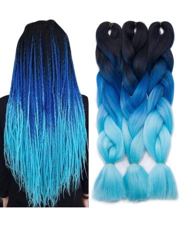 Tess Braids Extensions Blue 60 cm Jumbo Braids KanCalon Kunsthaar For single-leased box braids hair extension braid 100g/bundle of hair braids extension (1 piece- #48 blue ombre) 60 cm (1 piece) #48 blue ombre
