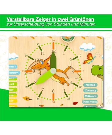 Woodywood Calendar Watch for Children - Bilingual Montessori Learning Clock in Wood 30x30 cm - Teach Time Date Weeks Months Seasons & Weather in German & English - Buy Online on SooperMarket.com