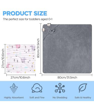 ZXK CO Hooded Baby Bath Towel with Elephant Hood | Absorbent Baby Towel & Flannels Blanket Set | Personalised Baby Gifts - Buy Online on SooperMarket.com