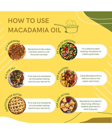 Pure Cold Pressed Macadamia Nut Oil - 8.5 fl oz | Non GMO, Vegan, Keto & Gluten Free Cooking Oil - Buy Online on SooperMarket.com