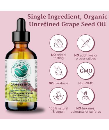 Pure Grape Seed Oil 236 ml Antioxidant-Rich Lightweight Radiant Skin Frizz-Free Hair Silky Touch Bella Terra Oils 236 ml (Pack of 1) - Buy Online on SooperMarket.com