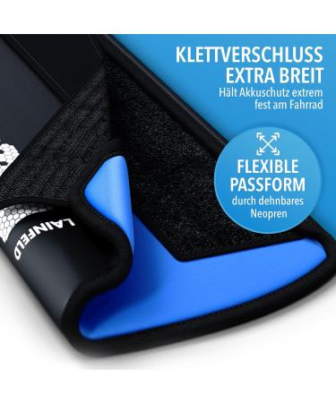 Lainfeld E-Bike Battery Protective Cover | Universal Fit | 30-41 cm Circumference | Neoprene Protection Against Cold & Dirt | Reflectors | Black-Blue E-Bike Accessories - Buy Online on SooperMarket.com