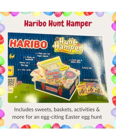 Easter Hamper for Kids - Haribo Hunt Hamper and Easter Bunny Masks 8 Pieces - 20x Haribo Eggs Galore Easter Sweets Baskets and Activities - Easter Egg Hunt Accessories Easter Gift for Kids - Buy Online on SooperMarket.com