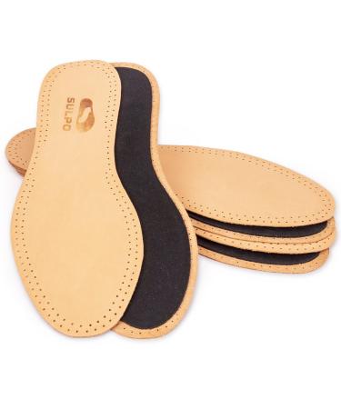 Sulpo 3 pairs leather insoles with activated carbon against welding feet Insoles for women and gentlemen anti -welding scale absorber soles breathable real natural mat leather - sizes 36-48 natural mat leather 40