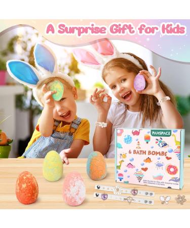 Bath Bombs for Kids Panspace 6 Pack Dino Egg Kids Bath Bombs with Surprise Inside Bath Bomb Gift Set with 2 Silicone Bracelets and 6 DIY Jewels Shoe Charms for Birthday Christmas - Buy Online on SooperMarket.com