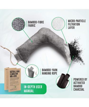 AirClear Bamboo Charcoal Shoe Deodorizer Bags - 4 Pack 3.5oz/100g | Natural Fresh Air Purifier for Shoes, Bags & Clothes | Eliminate Odors & Harmful Particles | Grey Color - Buy Online on SooperMarket.com