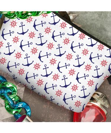 PREMYO Small Cosmetic Bag - Stylish Makeup & Pencil Case for Women - Perfect for Handbags - Anchor Design - Buy Online on SooperMarket.com