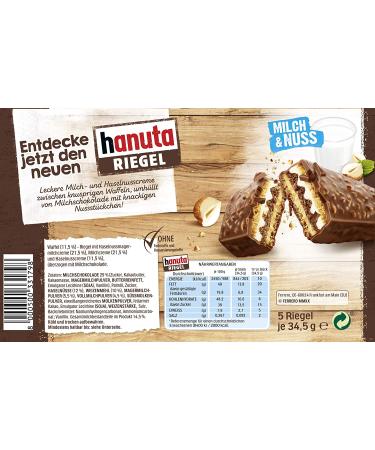 Ferrero Hanuta Riegel Bars 5pc 173g - Crunchy Candy Wafers - Buy Online on SooperMarket.com