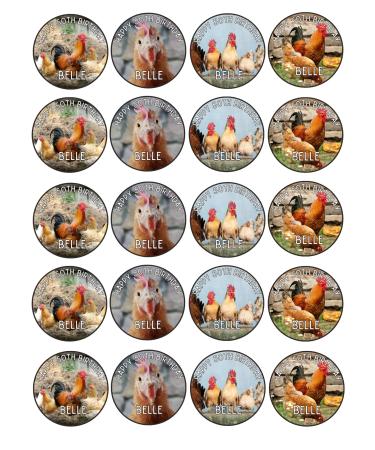 edible 20 x Animal CHICKEN Personalised cupcake toppers UNCUT (icing paper)