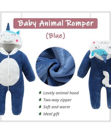 COOKY.D Unisex Winter Animal Hooded Baby Romper - Blue (3-6 months) - Buy Online on SooperMarket.com
