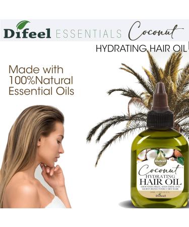 Difeel Essentials Hydrating Coconut Hair Oil 2.5 oz - Anti-Frizz Nourishing Moisture & Shine Boost for Healthy Hair | International Shipping Available - Buy Online on SooperMarket.com