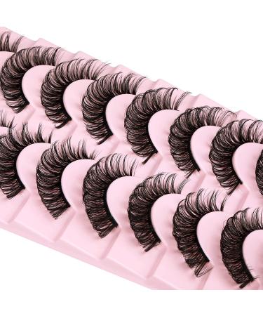 False Eyelashes Russian Strip Lashes D Curl 10 Pairs - Fluffy Extension Volume & Faux Mink Pack - 2 Styles Mixed - Dazzle with Style i-i - Buy Online on SooperMarket.com