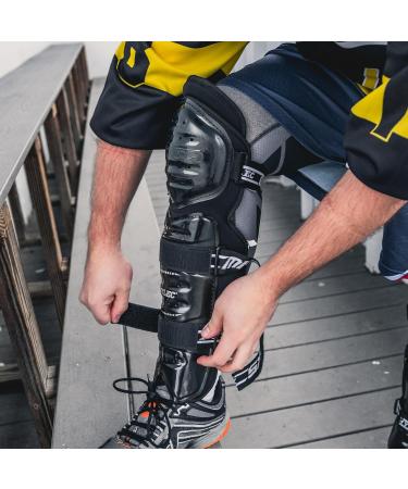 MyLEC MK5 Street/Dek Shin Pad - Lightweight & Durable Ice Hockey Shin Guards with 360 Velcro Straps Hard Front Shells & Breathable Material - Foam Rubber 15 Black - Buy Online on SooperMarket.com