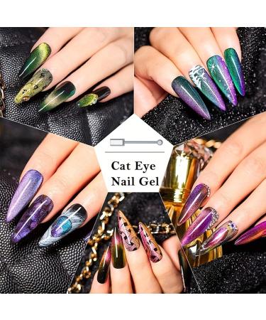 HERBENJOY Cat Eye Gel Nail Polish Set 6 Colors Galaxy Magnetic UV Nail Polish with Magent Stick Base Black Gel Nail Varnish and Universal Rainbow Nail Gel Nail Polish DIY Manicure Nail Salon - Buy Online on SooperMarket.com
