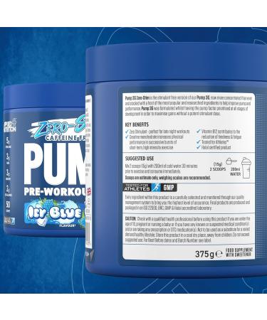 Applied Nutrition Pump Zero Pre Workout - Caffeine Free Energy & Performance (375g - 25 Servings) - Icy Blue Raz Flavor - Buy Online on SooperMarket.com