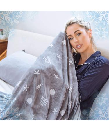 Cooling Blanket with Double Sided Cold Effect Twin/Full Size Lightweight Breathable Summer Coastal Theme Blankets for Bed Transfer Heat to Keep Body Cool for Hot Sleepers and Night Sweats 60 x90 Space Grey Twin 60"x90"
