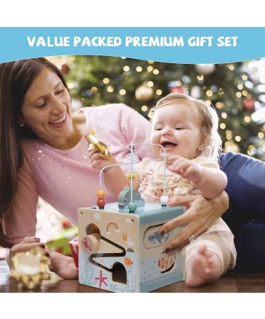Motor Cube Activity Center: 6-in-1 Wooden Toys for Toddlers | Pearl Labyrinth & Sorting Games - Buy Online on SooperMarket.com