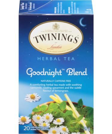 Twinings Goodnight Herbal Blend Tea Bags | Camomile Spearmint & Lemongrass | Naturally Caffeine-Free Relaxing Tea | 20 Count (Pack of 6) | Enjoy Hot or Iced Goodnight Blend 20 Count (Pack of 6) - Buy Online on SooperMarket.com