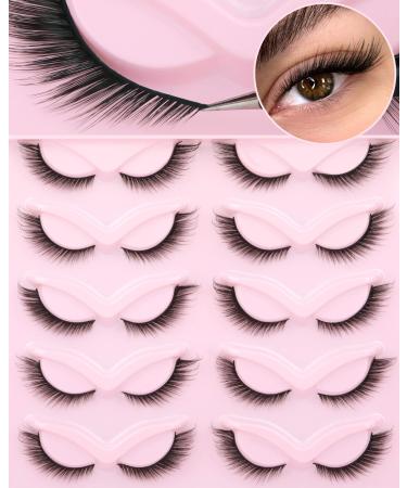 Fox Eye Lashes Angel Wing Mink Eyelashes Natural Look L Curl Eyelash Extensions Short Wispy Cosplay Fake Eyelashes Doll Cat Eye Lashes Pack by Geeneiya 10 Pairs - doll49 Angel Wing_15mm Natural